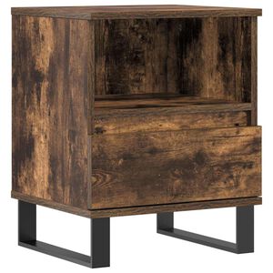 vidaXL Table de chevet ch&ecirc;ne fum&eacute; 40x35x50 cm bois d&rsquo;ing&eacute;nierie