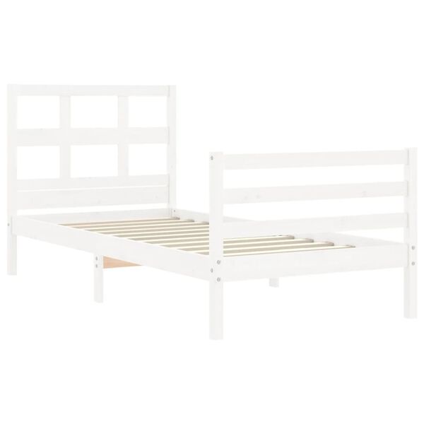 vidaXL Cadre de lit sans matelas blanc bois massif