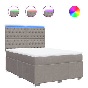 vidaXL Sommier &agrave; lattes de lit avec matelas Taupe 140x190 cm Tissu