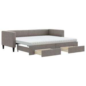 vidaXL Lit de jour avec gigogne et tiroirs taupe 80x200 cm tissu