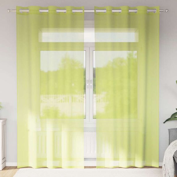 vidaXL Rideaux en voile avec &oelig;illets 2 pcs vert pomme 140x245 cm