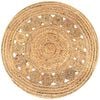 vidaXL Tapis Jute design tress&eacute; 90 cm rond