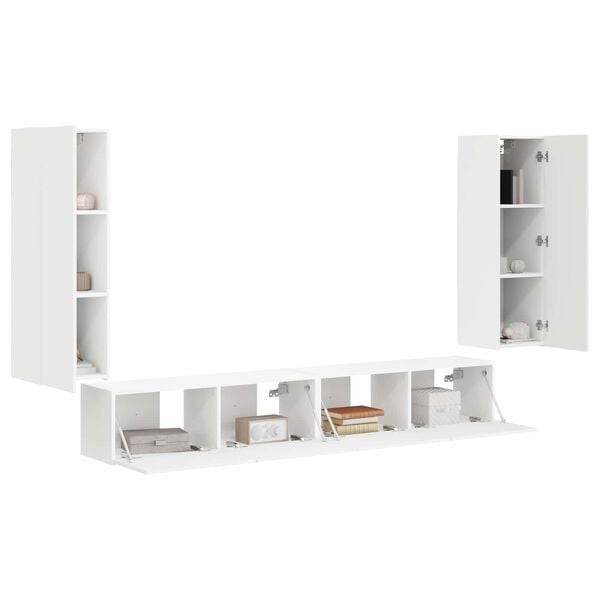 vidaXL Ensemble de meuble TV mural 4 pcs Blanc Bois d'ing&eacute;nierie