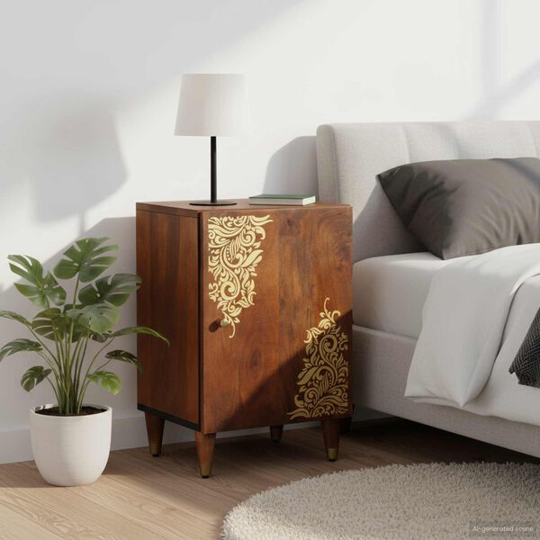 vidaXL Cabinet de salle de bain avec porte Marron miel 38 x 33 x 58 cm