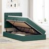 vidaXL Lit avec rangement et LED Vert fonc&eacute; 120 x 200 cm Velours