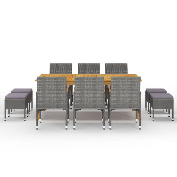 vidaXL Ensemble à manger de jardin 11 pcs Gris