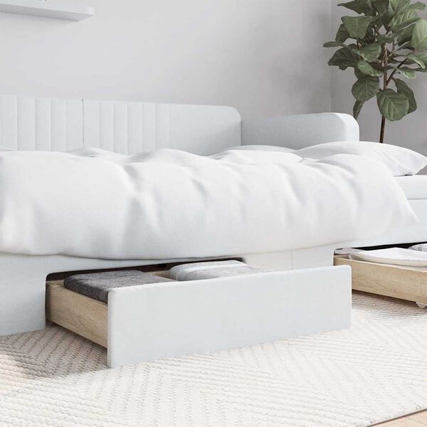 vidaXL Tiroirs de lit 2 pcs blanc bois d'ing&eacute;nierie et similicuir
