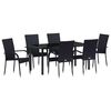 vidaXL Ensemble de salle &agrave; manger pour jardin 7 pc Noir
