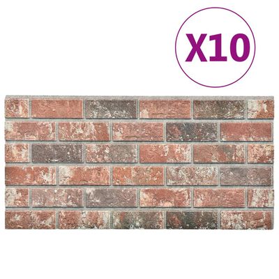vidaXL Panneaux muraux 3D design de brique marron foncé/gris 10pcs EPS