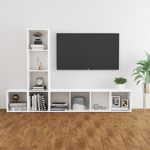 vidaXL Ensemble de meubles TV 3 pcs Blanc Bois d'ing&eacute;nierie