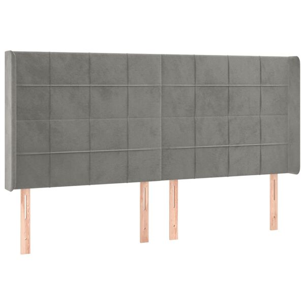 vidaXL T&ecirc;te de lit &agrave; LED Gris clair 163x16x118/128 cm Velours