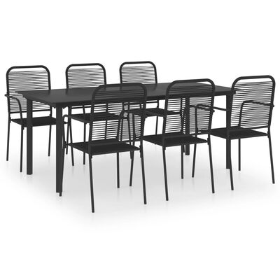 vidaXL Ensemble à manger de jardin 7 pcs noir verre et acier