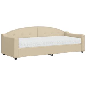 vidaXL Lit de jour avec matelas cr&egrave;me 80x200 cm tissu