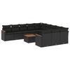 vidaXL Salon de jardin 12 pcs avec coussins noir r&eacute;sine tress&eacute;e