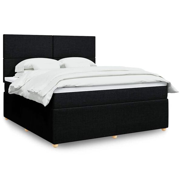 vidaXL Sommier &agrave; lattes de lit avec matelas Noir 180x200 cm Tissu