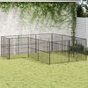 vidaXL Parc pour chien 12 panneaux noir acier galvanisé