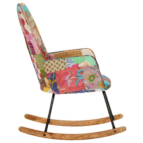 vidaXL Chaise &agrave; bascule Multicolore Toile patchwork