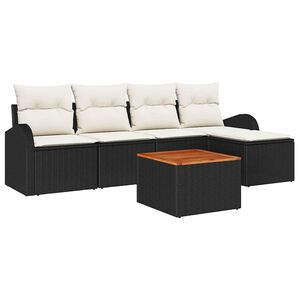 vidaXL Ensemble de canap&eacute; de jardin 6 pc Noir polyrotin