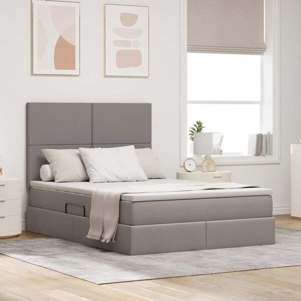 vidaXL Lit avec rangement et matelas Taupe 140 x 190 cm Polyester