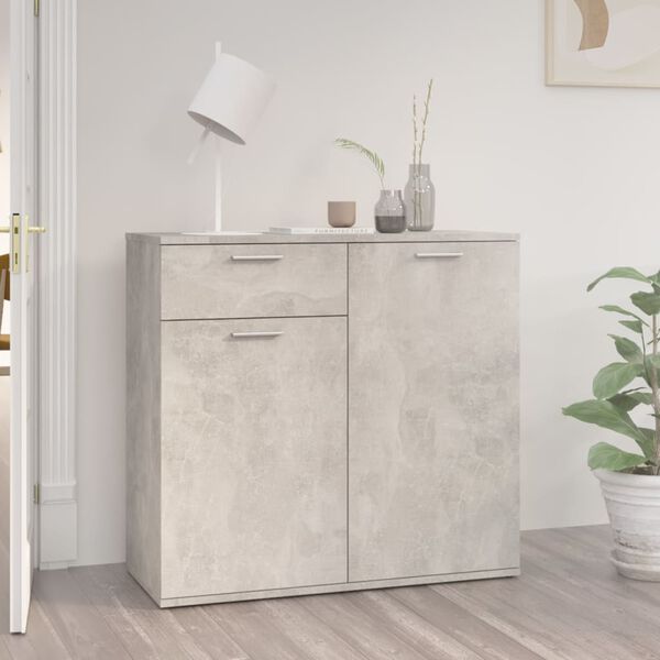 vidaXL Buffet gris béton 80x36x75 cm bois d'ingénierie