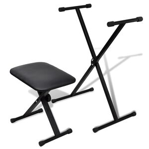 vidaXL Ensemble de tabouret et support r&eacute;glable de piano