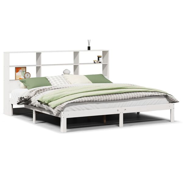 vidaXL Lit biblioth&egrave;que sans matelas blanc 180x200 cm bois pin massif