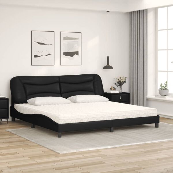 vidaXL Lit avec matelas Hvar noir 200x200 cm similicuir