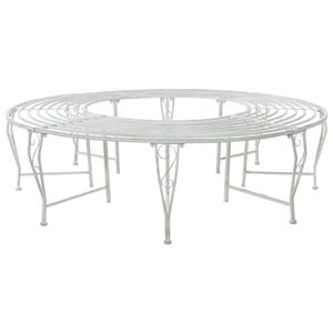 vidaXL Banc d'Arbre 8 -places &Oslash; 160 x 44 cm steel Blanc antique Rond