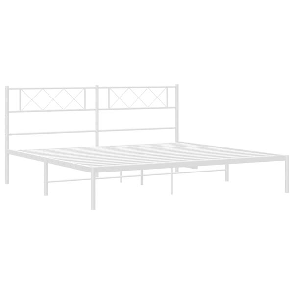 vidaXL Cadre de lit m&eacute;tal sans matelas et t&ecirc;te de lit blanc 180x200 cm