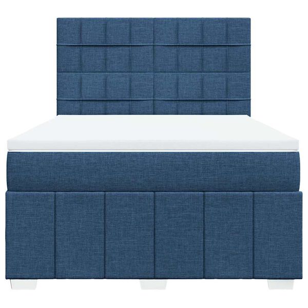 vidaXL Sommier &agrave; lattes de lit avec matelas Bleu 140x190 cm Tissu