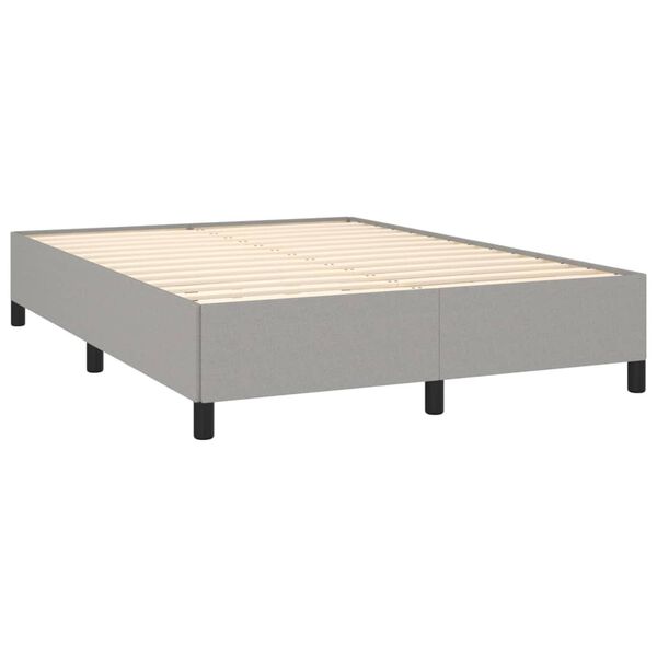 vidaXL Sommier &agrave; lattes de lit avec matelas Gris clair 140x190cm Tissu