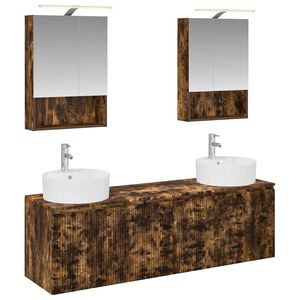 vidaXL Ensemble d'armoire de salle de bain 5 pcs Ch&ecirc;ne fum&eacute;