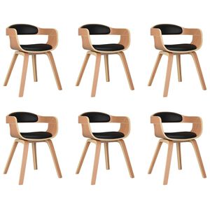 vidaXL Chaises &agrave; manger lot de 6 noir bois courb&eacute; et similicuir