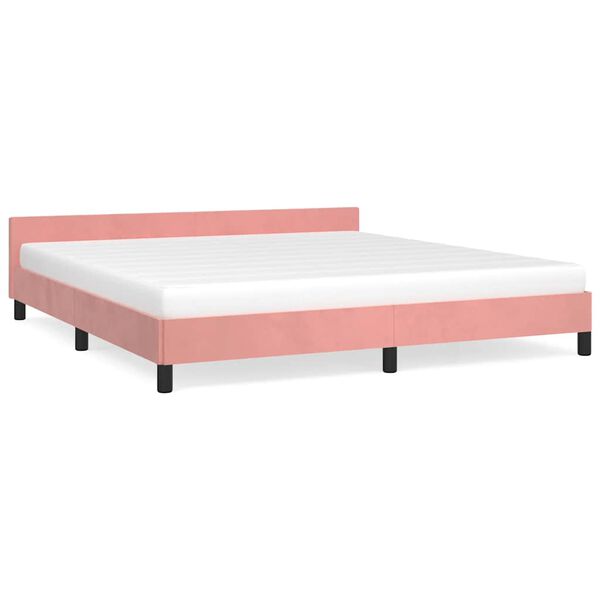 vidaXL Cadre de lit et tête de lit sans matelas rose 160x200cm velours