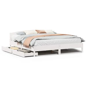 vidaXL Cadre de lit sans matelas blanc 200x200 cm bois massif de pin