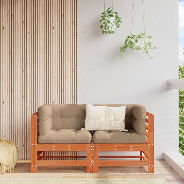 vidaXL Canap&eacute; d'angle de jardin Pin massif Brun Cir&eacute;