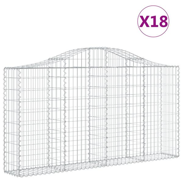 vidaXL Paniers &agrave; gabions arqu&eacute;s 18 pcs 200x30x100/120 cm Fer galvanis&eacute;