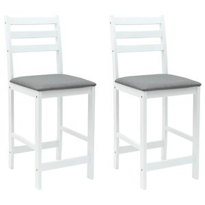 vidaXL Chaises de salle &agrave; manger 2 pc Bois de Caoutchouc Massif Blanc