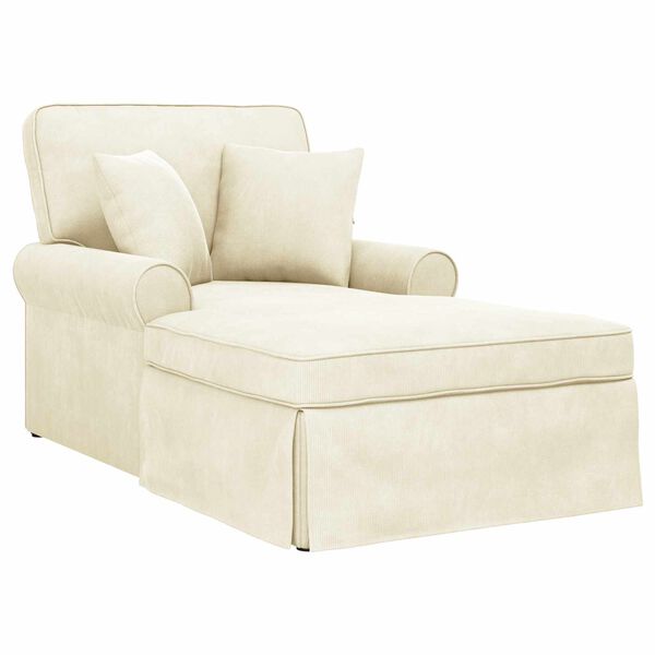 vidaXL Chaise lounge avec jupe avec coussin Cr&egrave;me 91 x 157 x 91 cm
