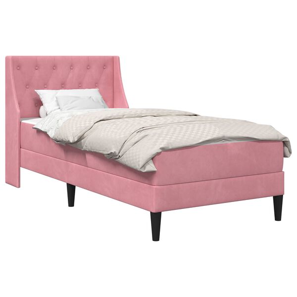 vidaXL Cadre de lit avec matelas avec matelas Rose 80 x 200 cm Velours
