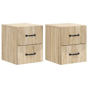 vidaXL Cabinet de chevet mural 2 pcs Ch&ecirc;ne Sonoma 34,5 x 33 x 40 cm