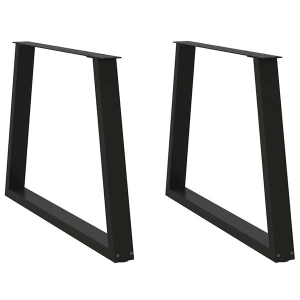vidaXL Pieds de table &agrave; manger en forme de V, 2 pi&egrave;ces, noir, 100 x (72-73,3) cm, acier