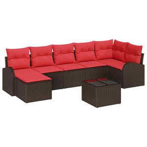 vidaXL Ensemble de Canap&eacute;s 8 pcs Marron et rouge polyrotin