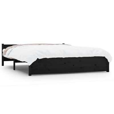 vidaXL Cadre de lit Noir Bois massif 140x190 cm