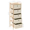 vidaXL &Eacute;tag&egrave;re de rangement 5 paniers tissu bois de c&egrave;dre beige