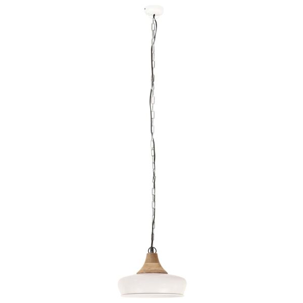 vidaXL Lampe suspendue industrielle Blanc Fer et bois solide 26 cm E27