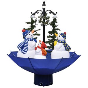 vidaXL Arbre de No&euml;l neigeux avec base de parapluie Bleu 75 cm PVC