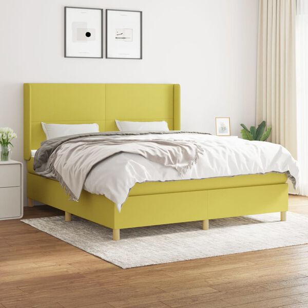 vidaXL Sommier &agrave; lattes de lit avec matelas Vert 180x200 cm Tissu