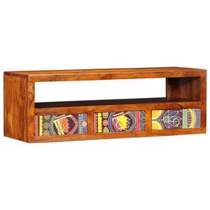VidaXL Meuble TV mural multicolore 90x30x30 bois massif d'acacia
