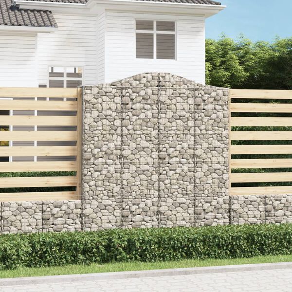 vidaXL Paniers à gabions arqués 3 pcs 200x30x220/240 cm fer galvanisé